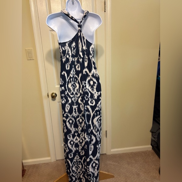 PINK ROSE Navy and White Halter Maxi Sundress, Size: M - Picture 2 of 9